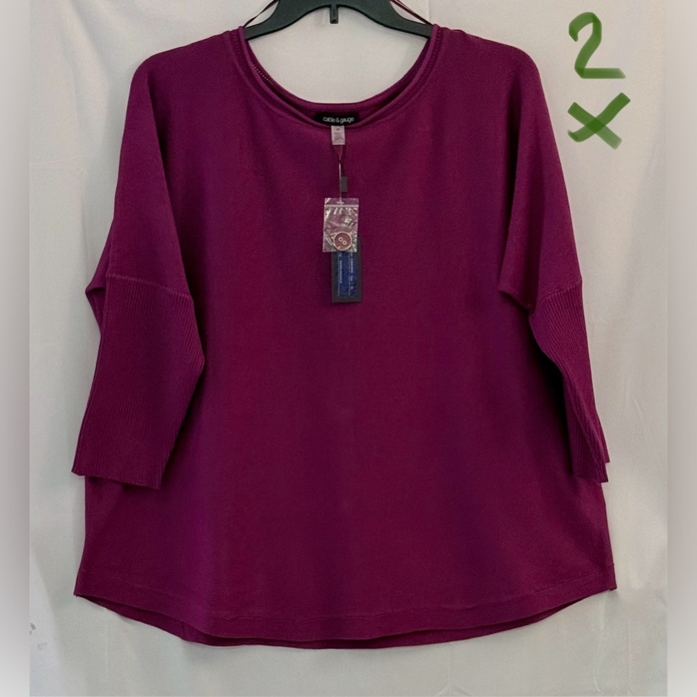 Cable & Gauge Women's Long Sleeve Top in Deep Magenta